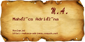 Mahács Adriána névjegykártya